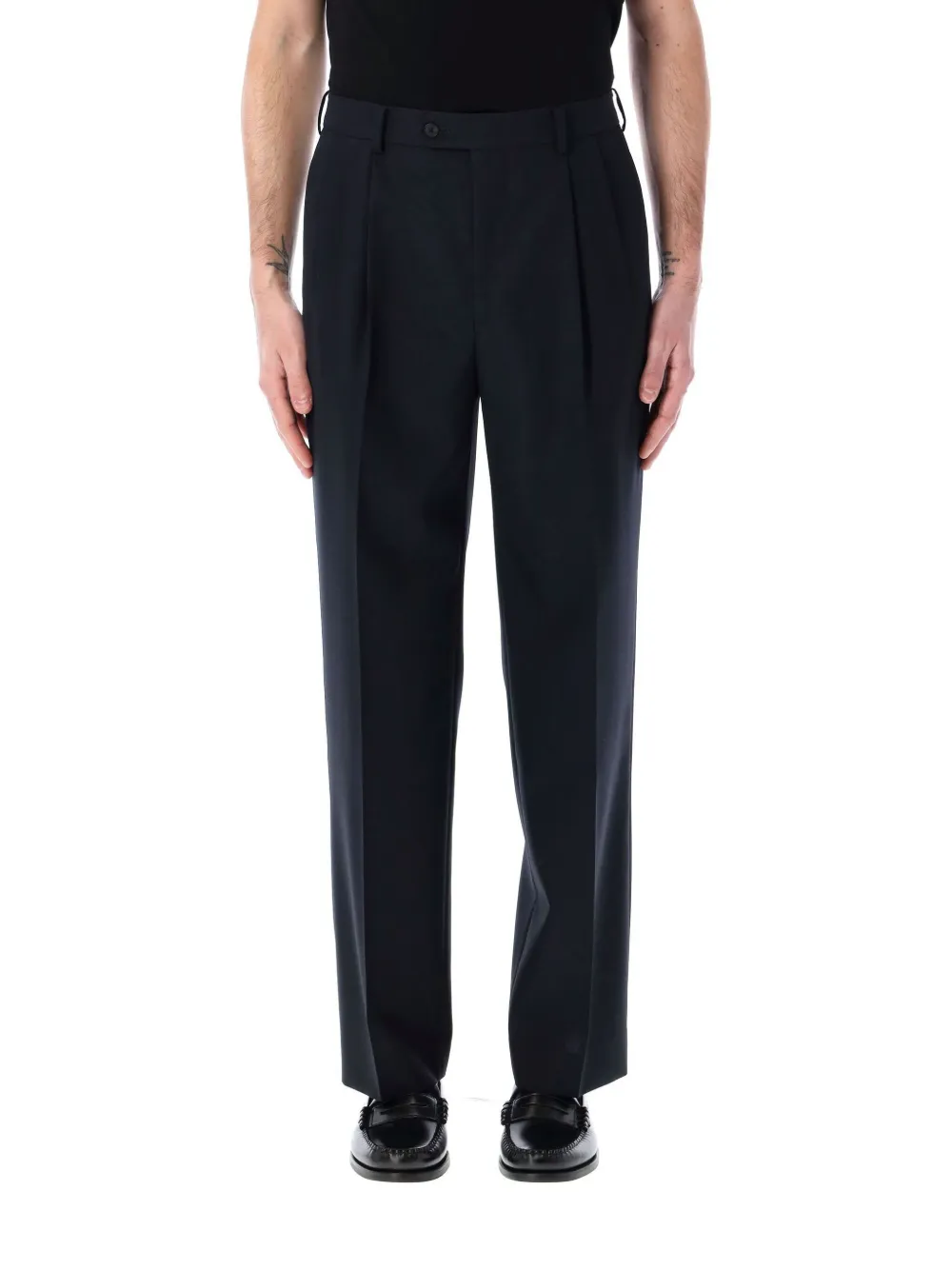 Auralee Pleated Tailored Trousers In Blau