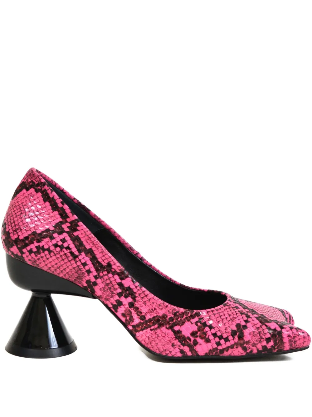 Paula Canovas del Vas Pumps Diablo con tacco scolpito e goffratuta effetto pelle di serpente 50mm - Rosa