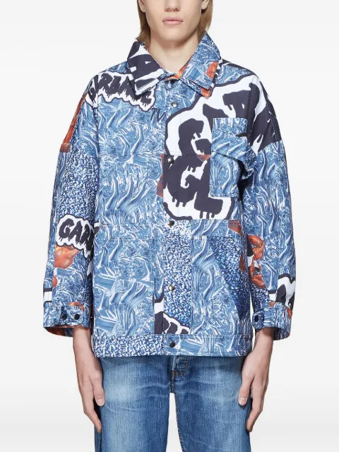 Garbage Tv graffiti-print canvas jacket