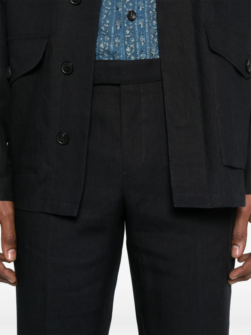 Shop Paul Smith Linen Trousers In Blue