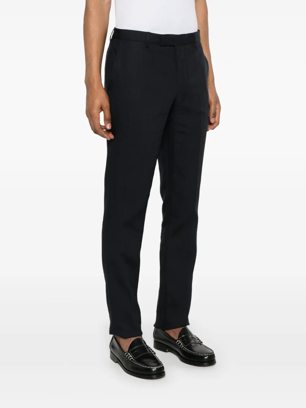 Shop Paul Smith Linen Trousers In Blue