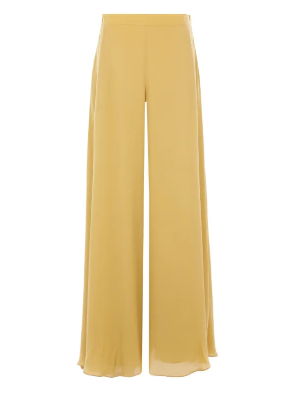 Elie Saab Wide-leg Silk Trousers in Yellow