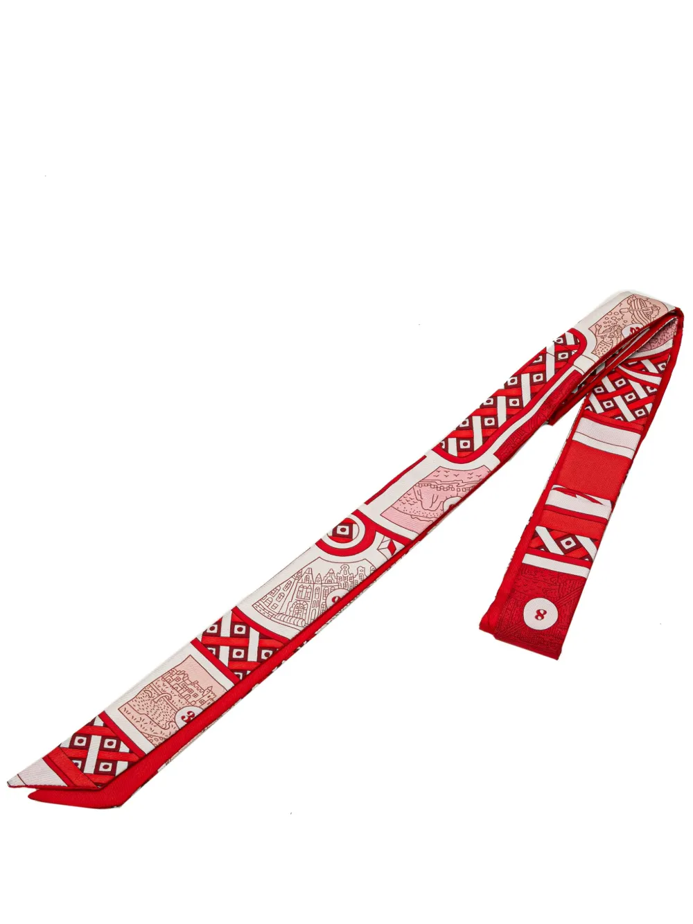 Pre-owned Hermes 2000-2020 Le Tour Du Monde Twilly Silk Scarf Scarves In Red