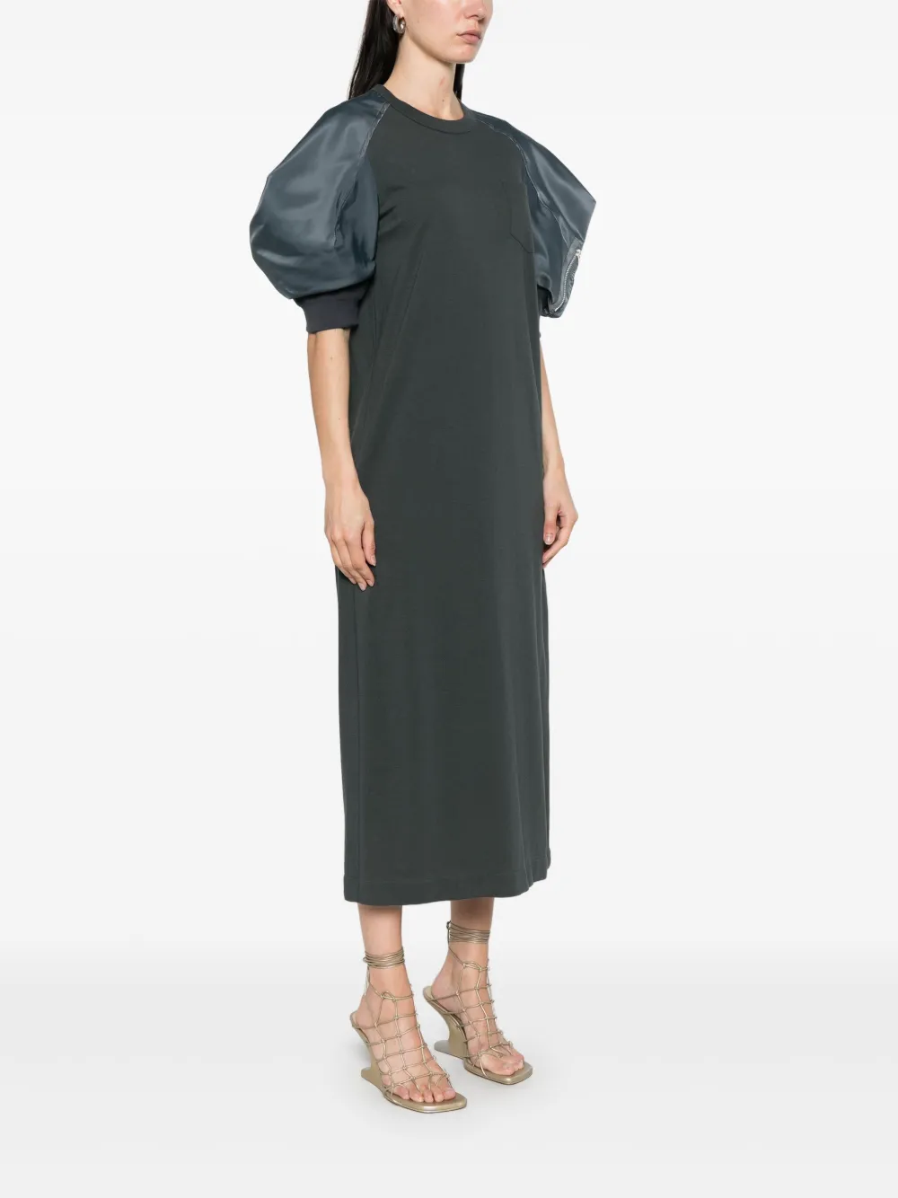sacai Midi-jurk met vlakken Grijs