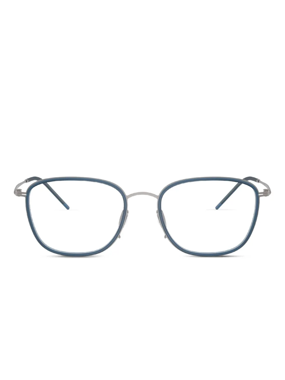 Giorgio Armani Bril me metalen rechthoekig montuur Blauw