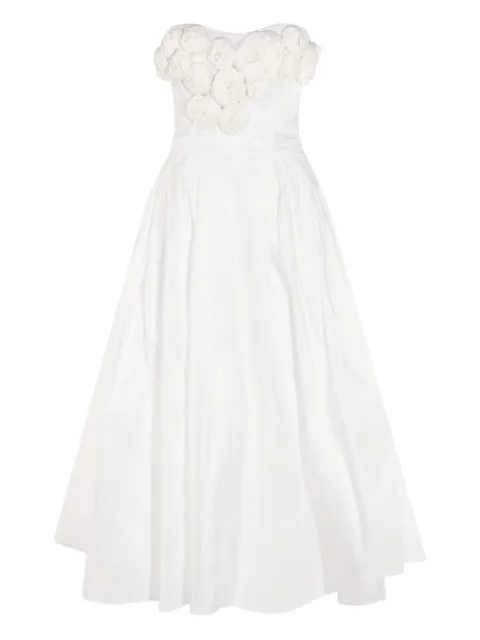 Elisabetta Franchi rose-appliqué gabardine midi dress