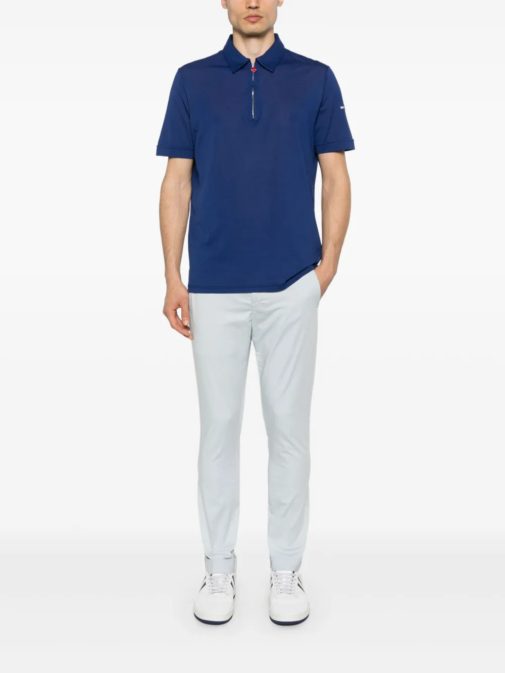 Kiton Poloshirt met geborduurd logo Blauw