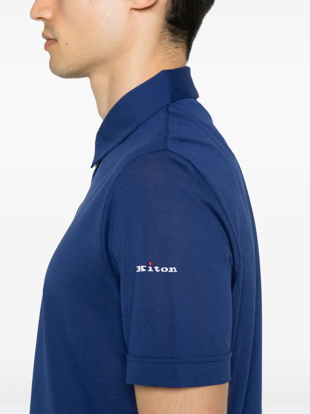 Kiton Poloshirt met geborduurd logo Blauw