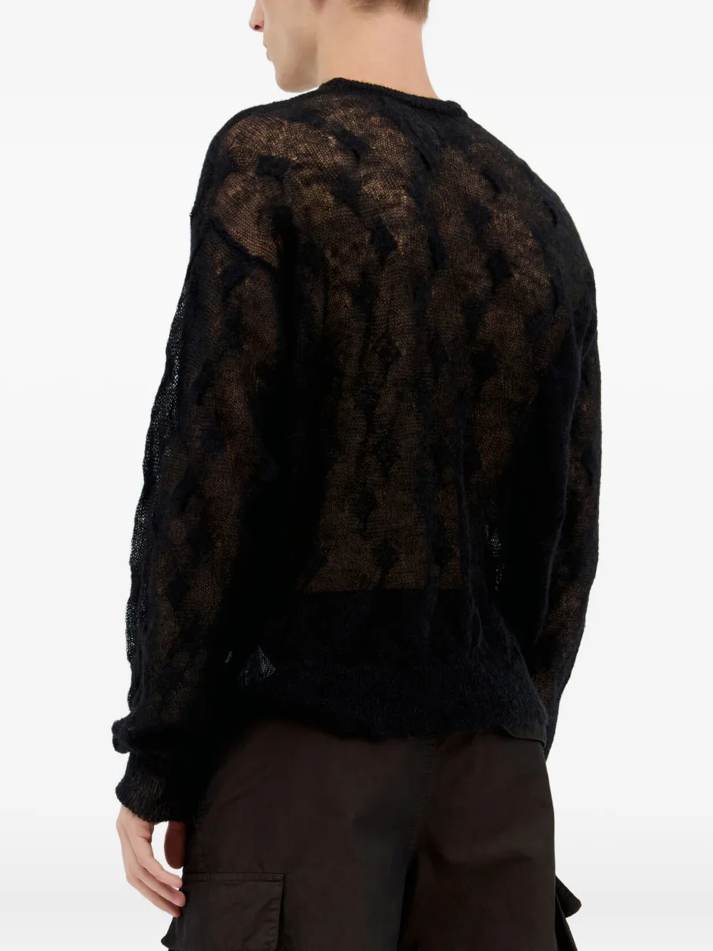 Jason Markk Cable-knit Semi-sheer Sweater In Black