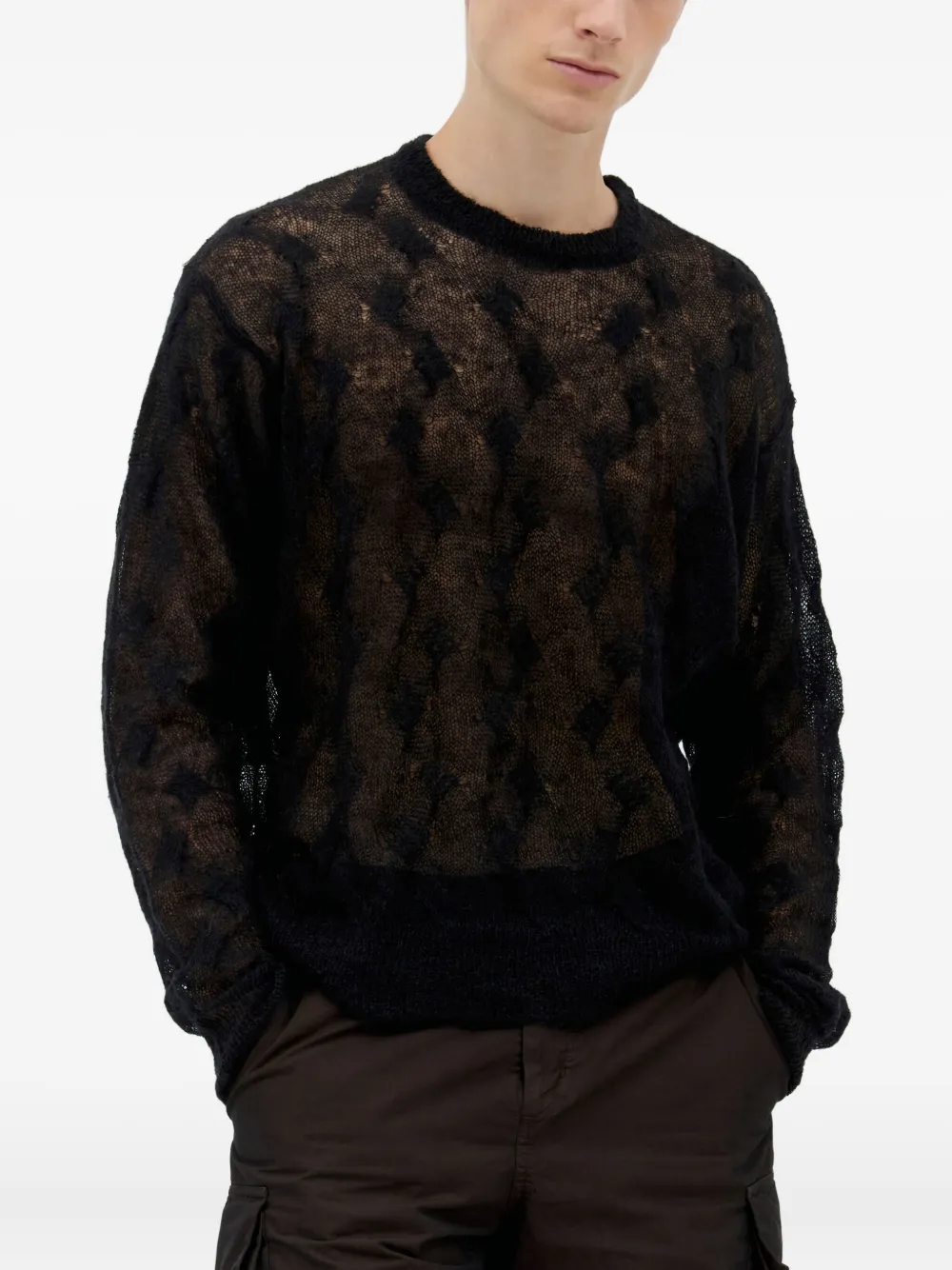 Jason Markk cable-knit semi-sheer sweater | Black | Image 1