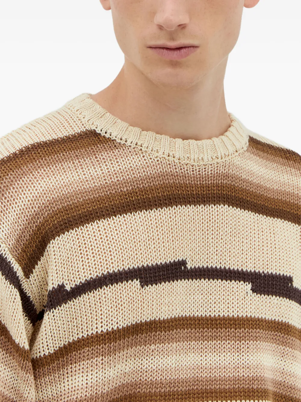Jason Markk Striped Crew-neck Sweater In Brown