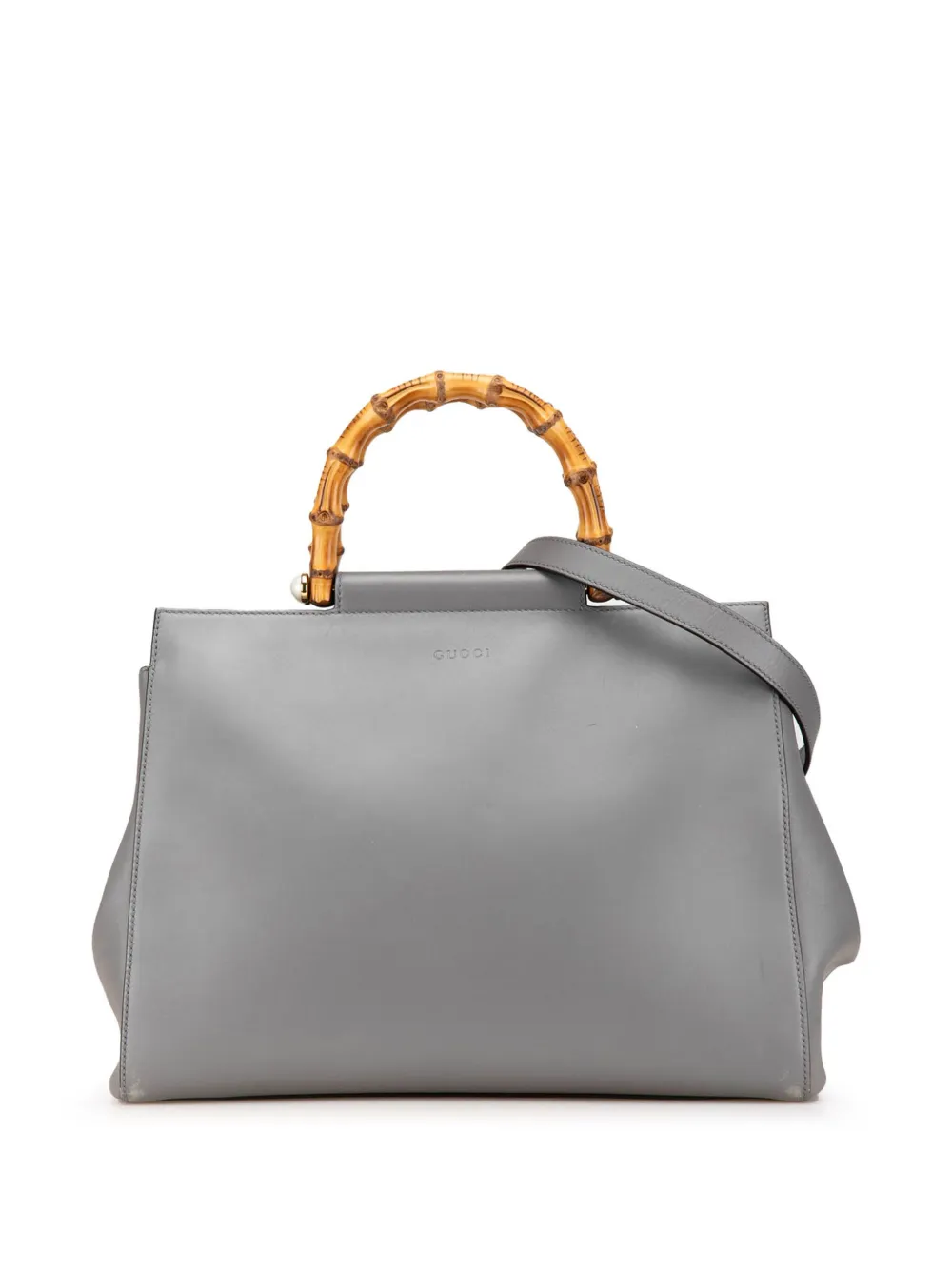 Gucci Pre-Owned 2000-2015 Medium Leather Bamboo Nymphaea satchel | Grey | Image 1