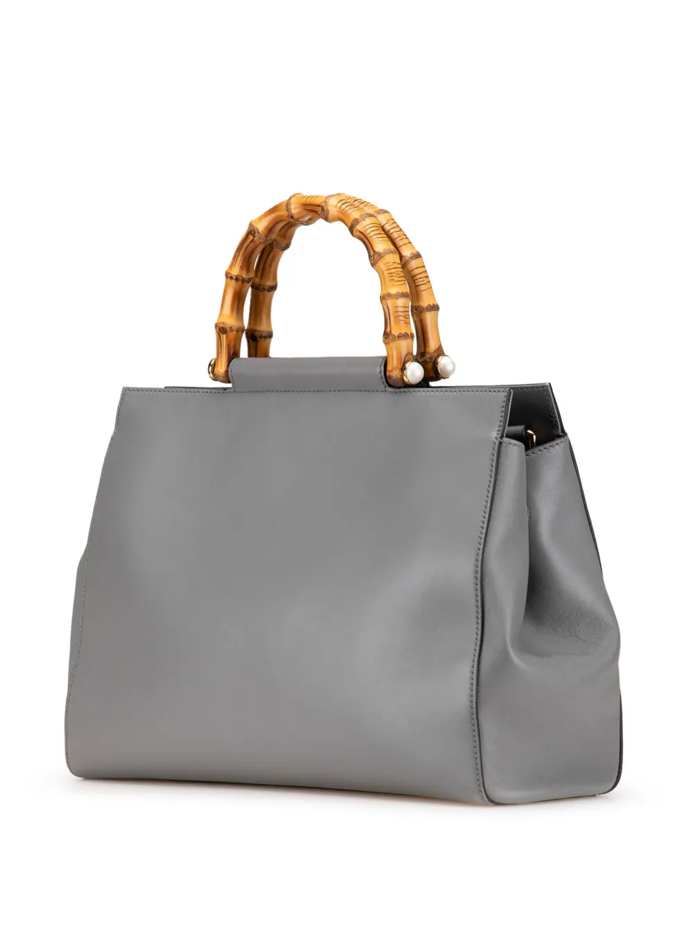 Gucci Pre-Owned 2000-2015 Medium Leather Bamboo Nymphaea satchel | Pre-Owned | Image 2