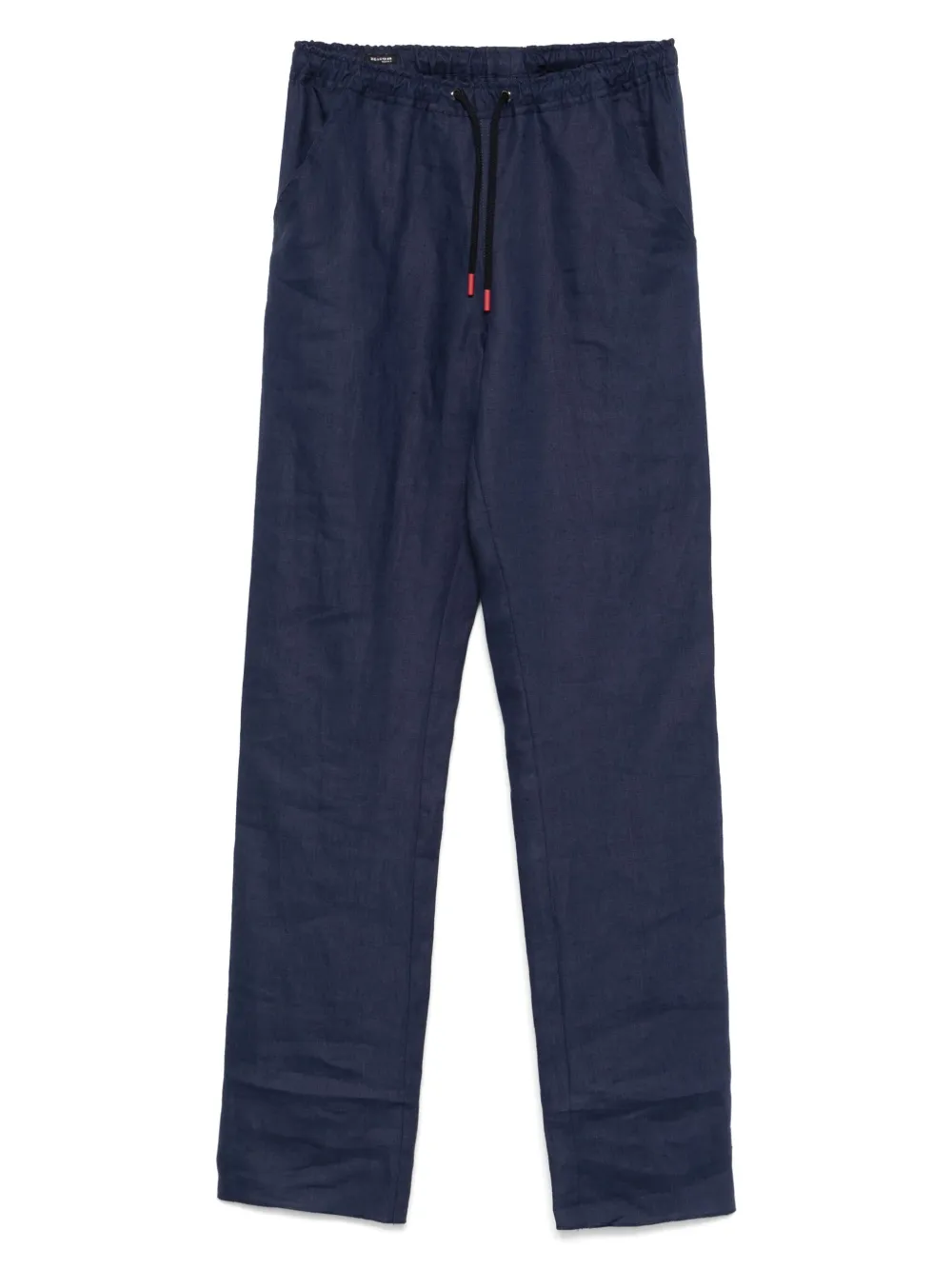 Shop Kiton Linen Trousers In Blue