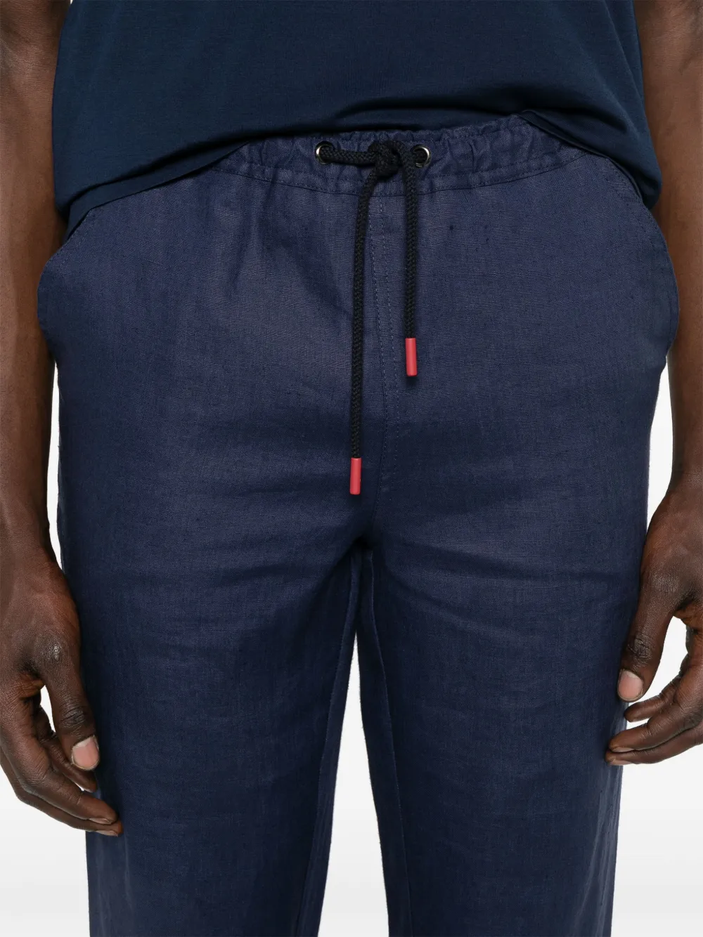 Shop Kiton Linen Trousers In Blue