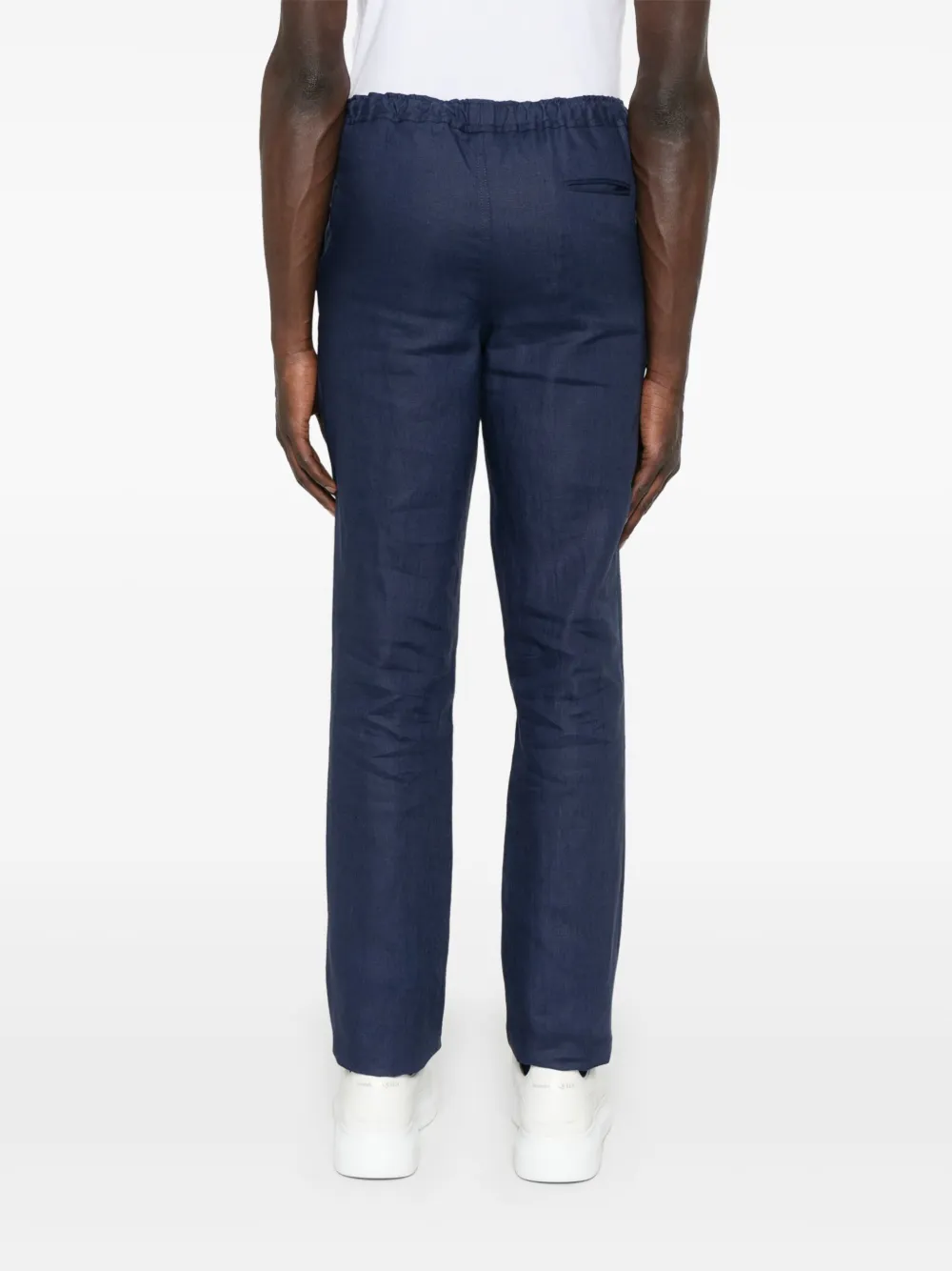 Shop Kiton Linen Trousers In Blue