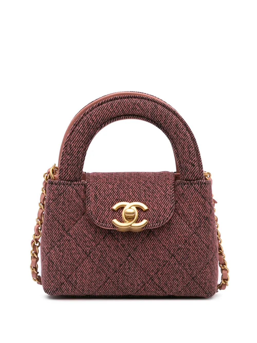 CHANEL Pre-Owned 2021-2024 ナノ マトラッセ デニム ケリー ショッパーバッグ サッチェルバッグ - ピンク CHANEL Pre-Owned 2021-2024 ナノ マトラッセ デニム ケリー ショッパーバッグ サッチェルバッグ - ピンク