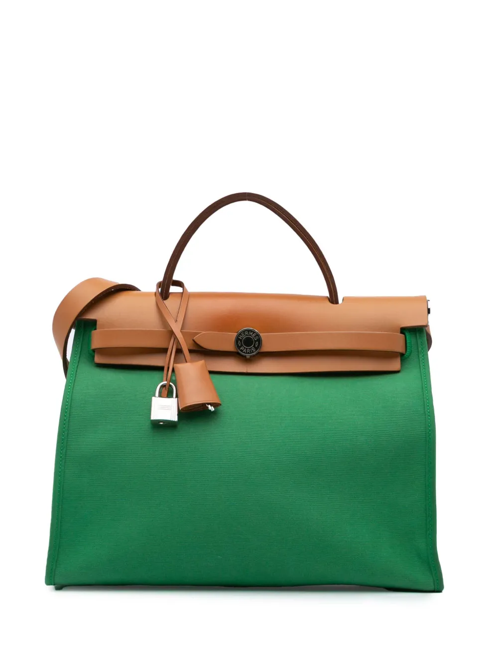 Hermès Pre-Owned 2016 トワル エールバッグ ジップ 31 サッチェルバッグ - グリーン Hermès Pre-Owned 2016 トワル エールバッグ ジップ 31 サッチェルバッグ - グリーン