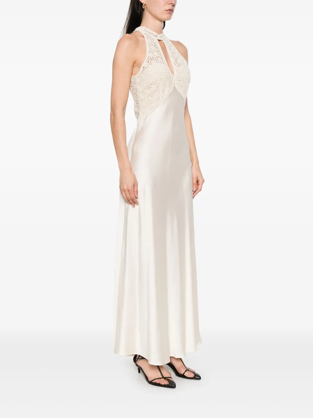 Shop Twinset Panelled Maxi Dress In Neutrals