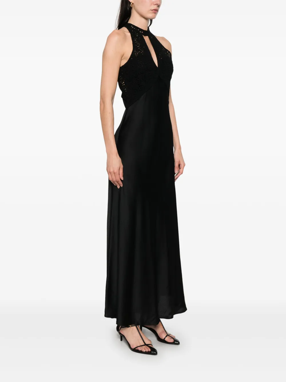 Shop Twinset Panelled Maxi Dress In Black