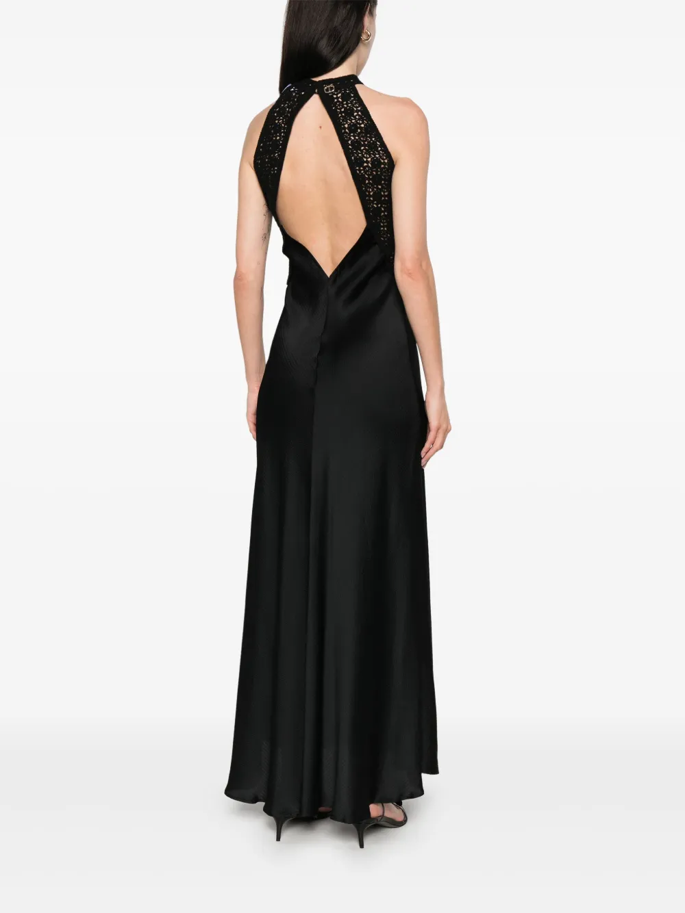 Shop Twinset Panelled Maxi Dress In Black