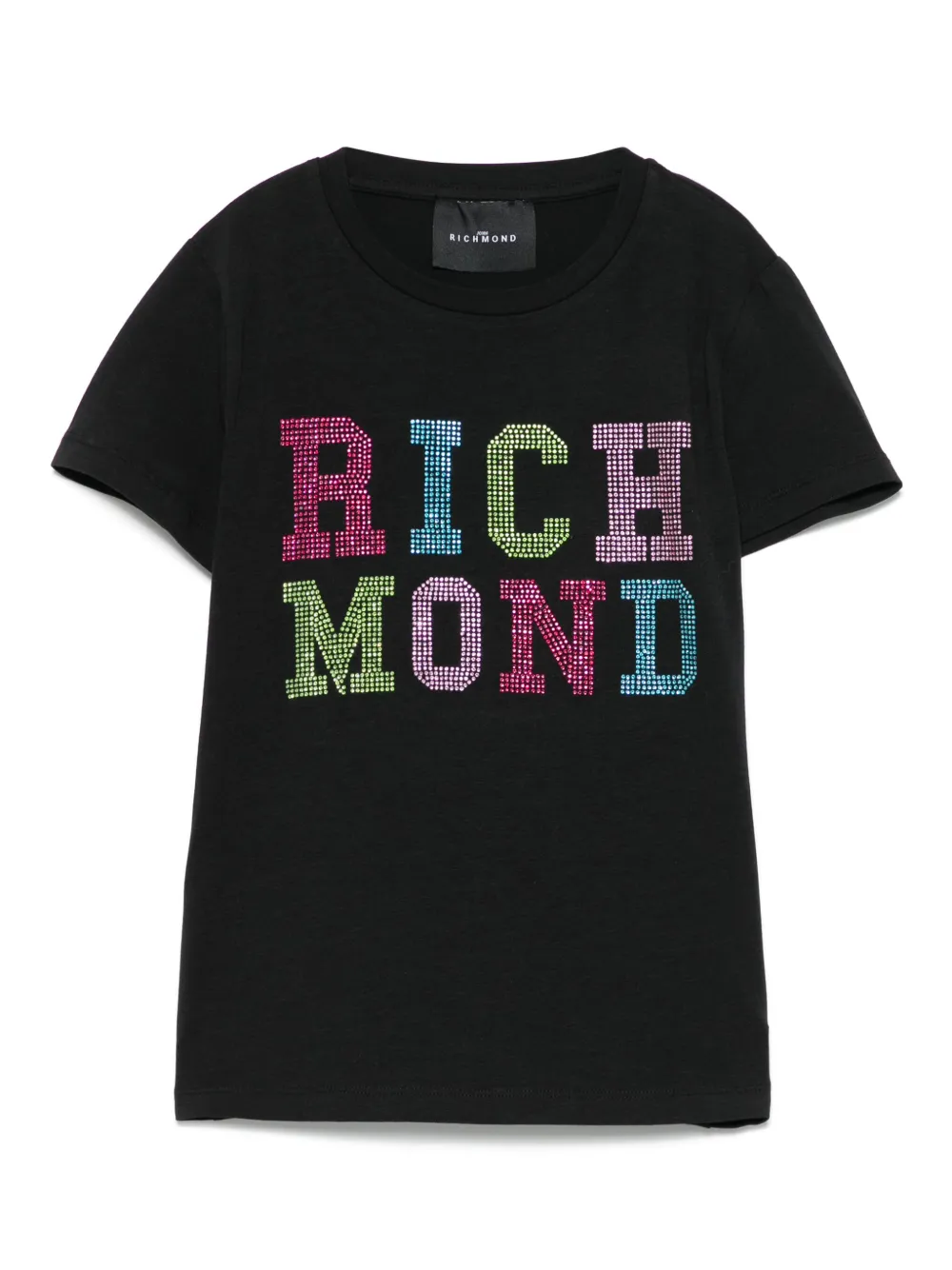 John Richmond Junior T-shirt met kristallen logo Zwart