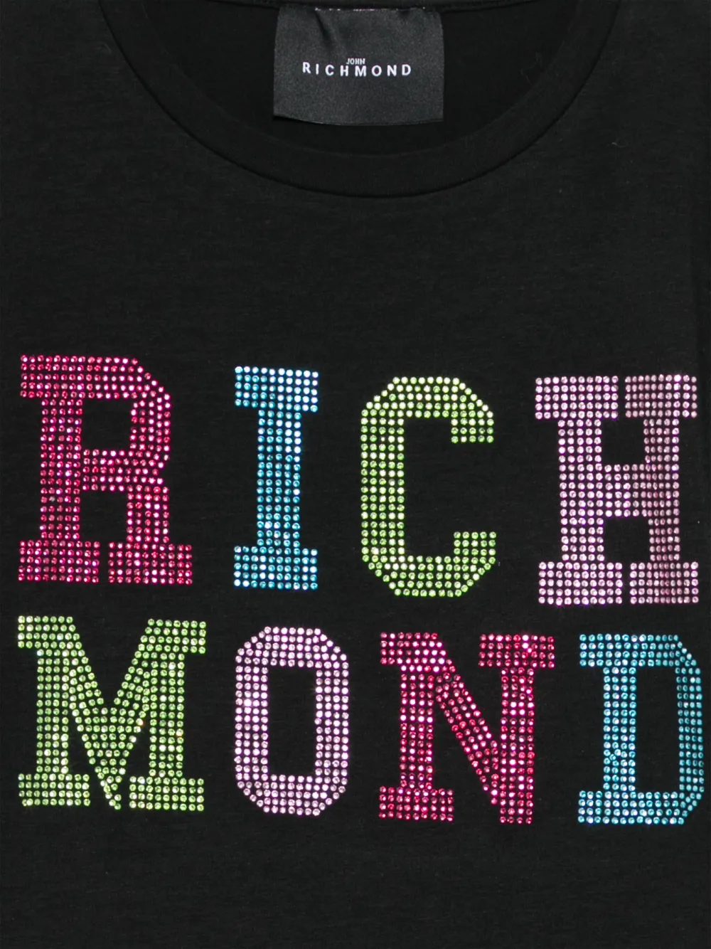 Shop John Richmond Junior Crystal-logo T-shirt In Black