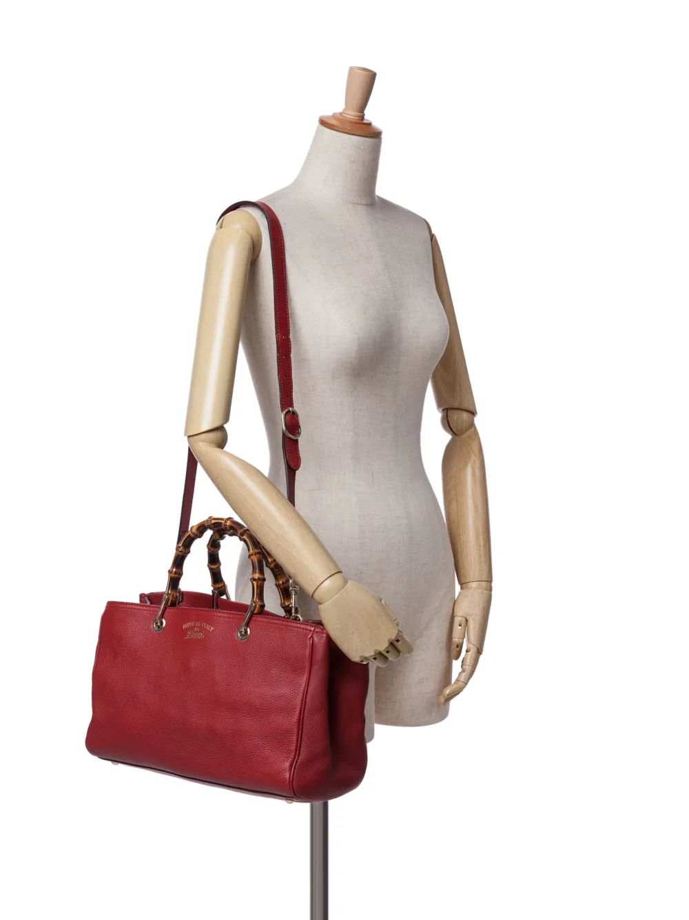 Gucci Pre-Owned Borsa shopper media in pelle di vitello e bambù 2016-2024 | Image 7