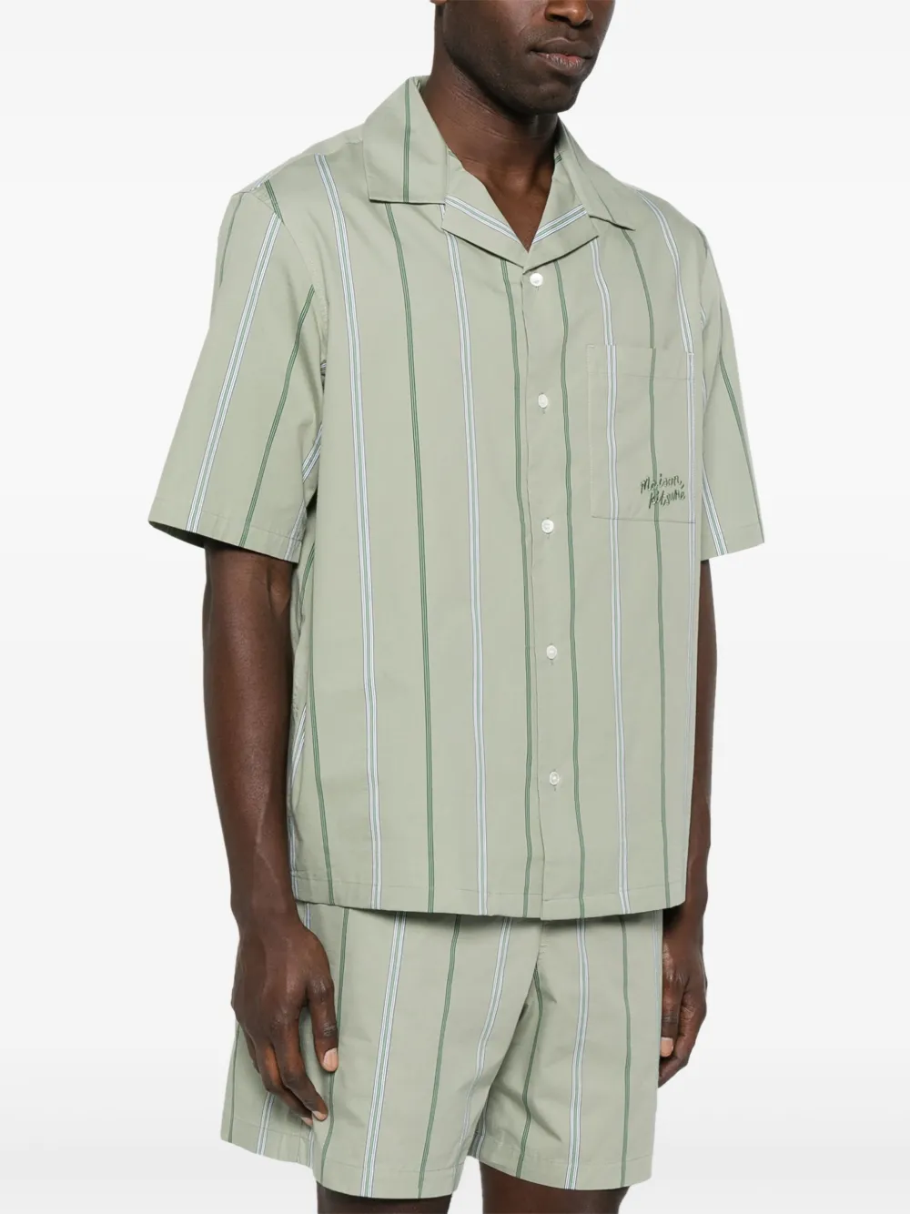 Maison Kitsuné Gestreept overhemd Groen