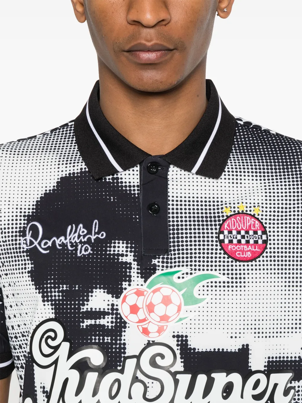 KidSuper x Ronaldinho voetbalshirt Zwart