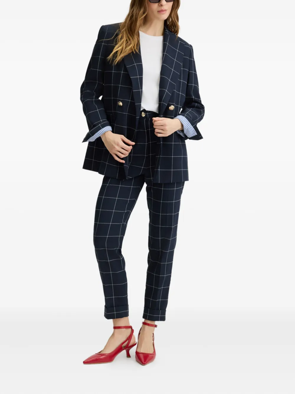 LIU JO Blue check trousers - Blauw
