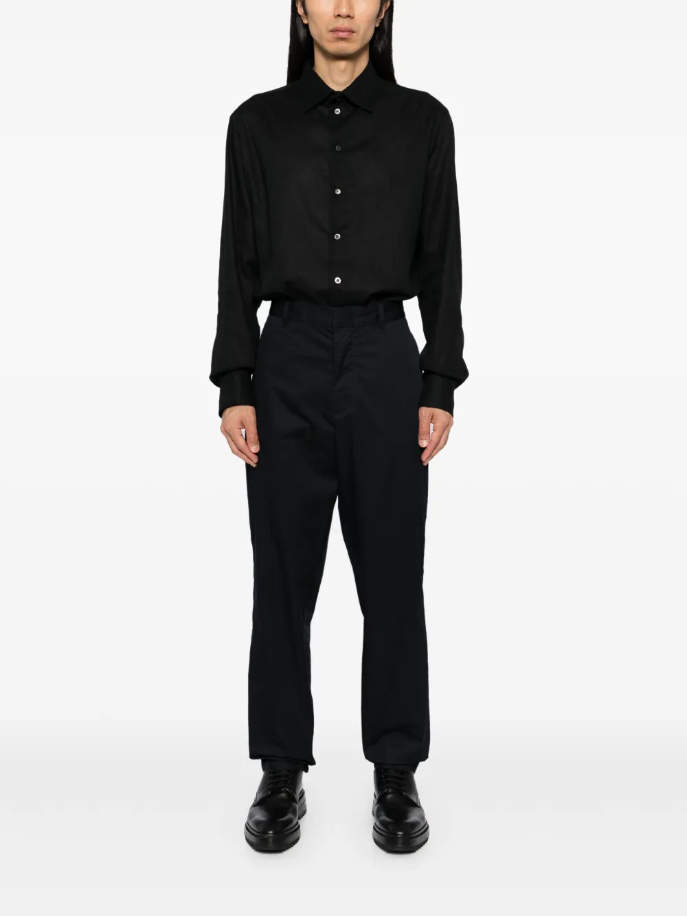 Emporio Armani Overhemd met geborduurd logo - Zwart