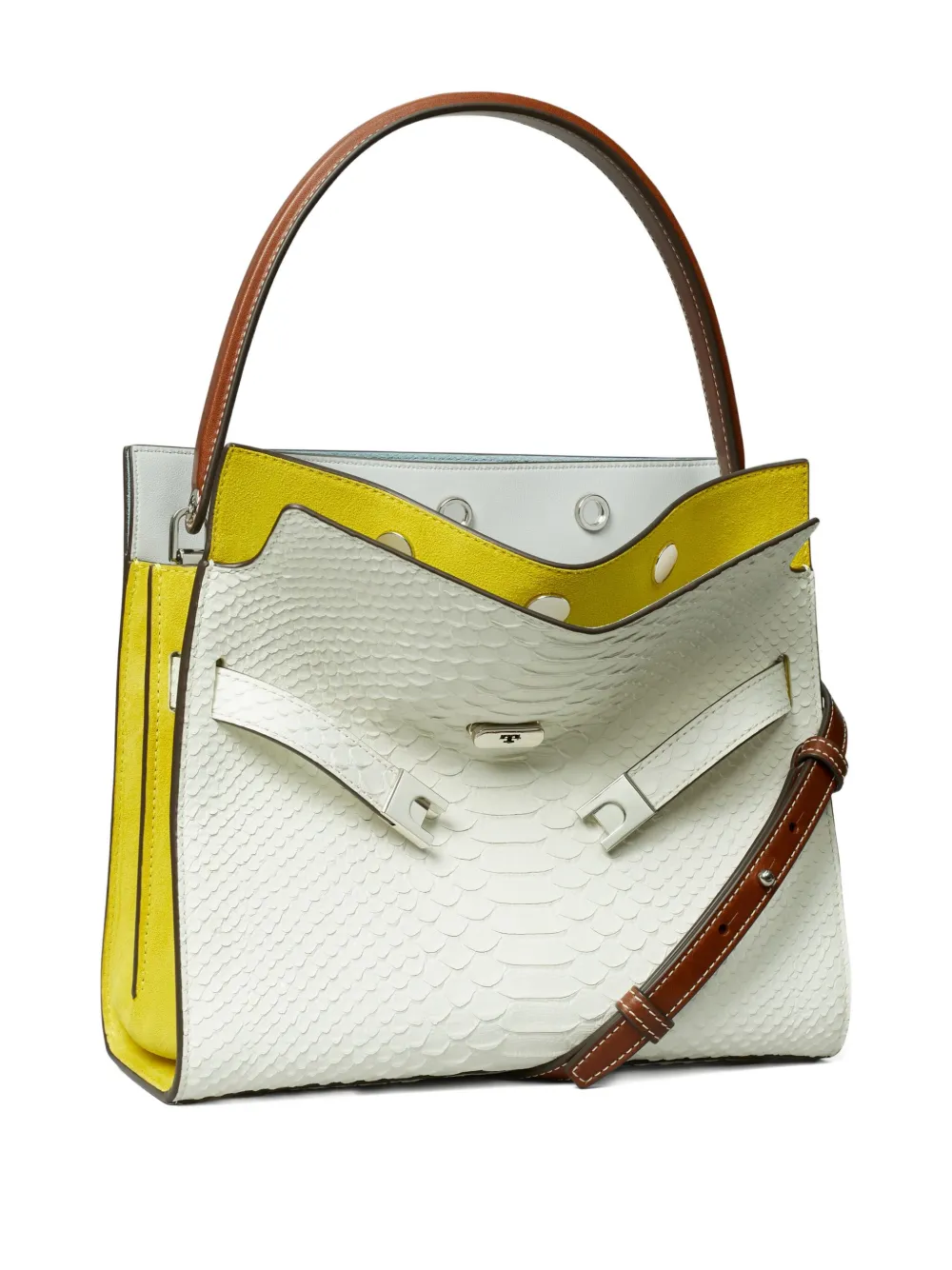 TORY BURCH 162300500 関税送料込 Petite Lee Radziwill Croc-Embossed Double Bag, Blue Celadon