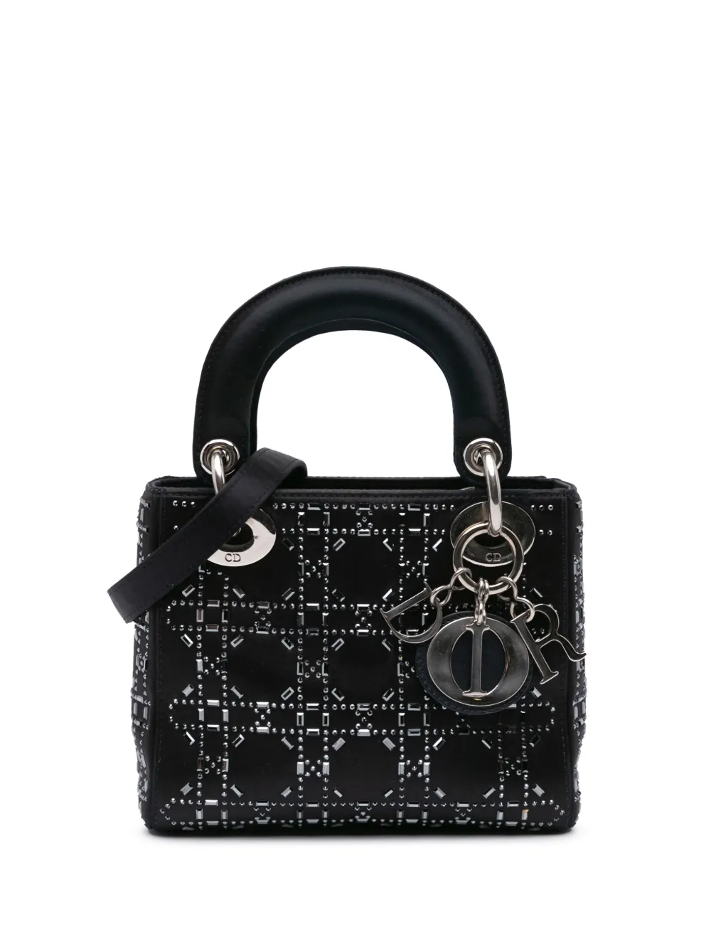 Christian Dior Pre-Owned 2019 ミニ サテン カナージュ ストラス クリスタル レディ ディオール Christian Dior Pre-Owned 2019 ミニ サテン カナージュ ストラス クリスタル レディ ディオール