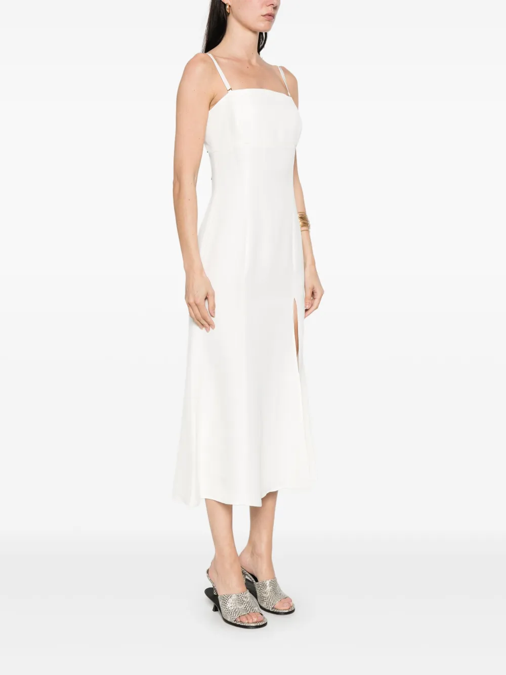 Twinset White Midi Dress With Side Slit In White