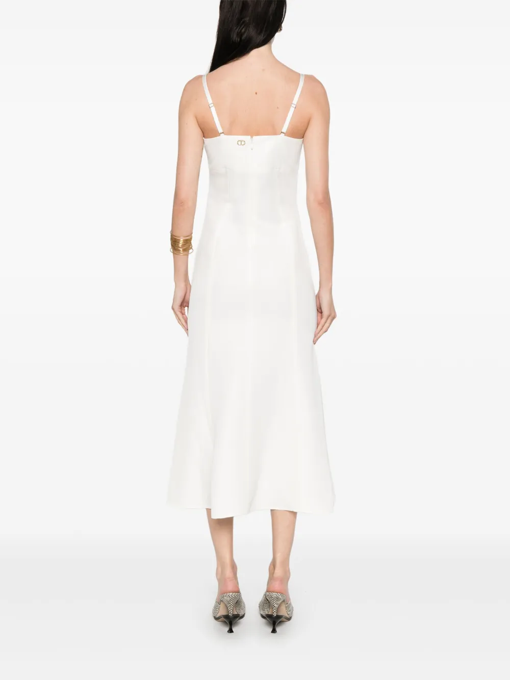 Twinset White Midi Dress With Side Slit In White