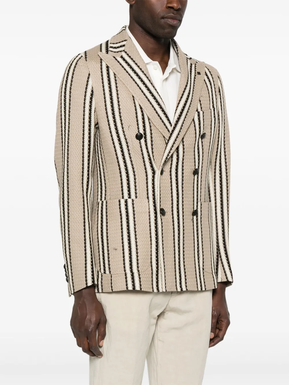 Tagliatore Gestreepte blazer Beige