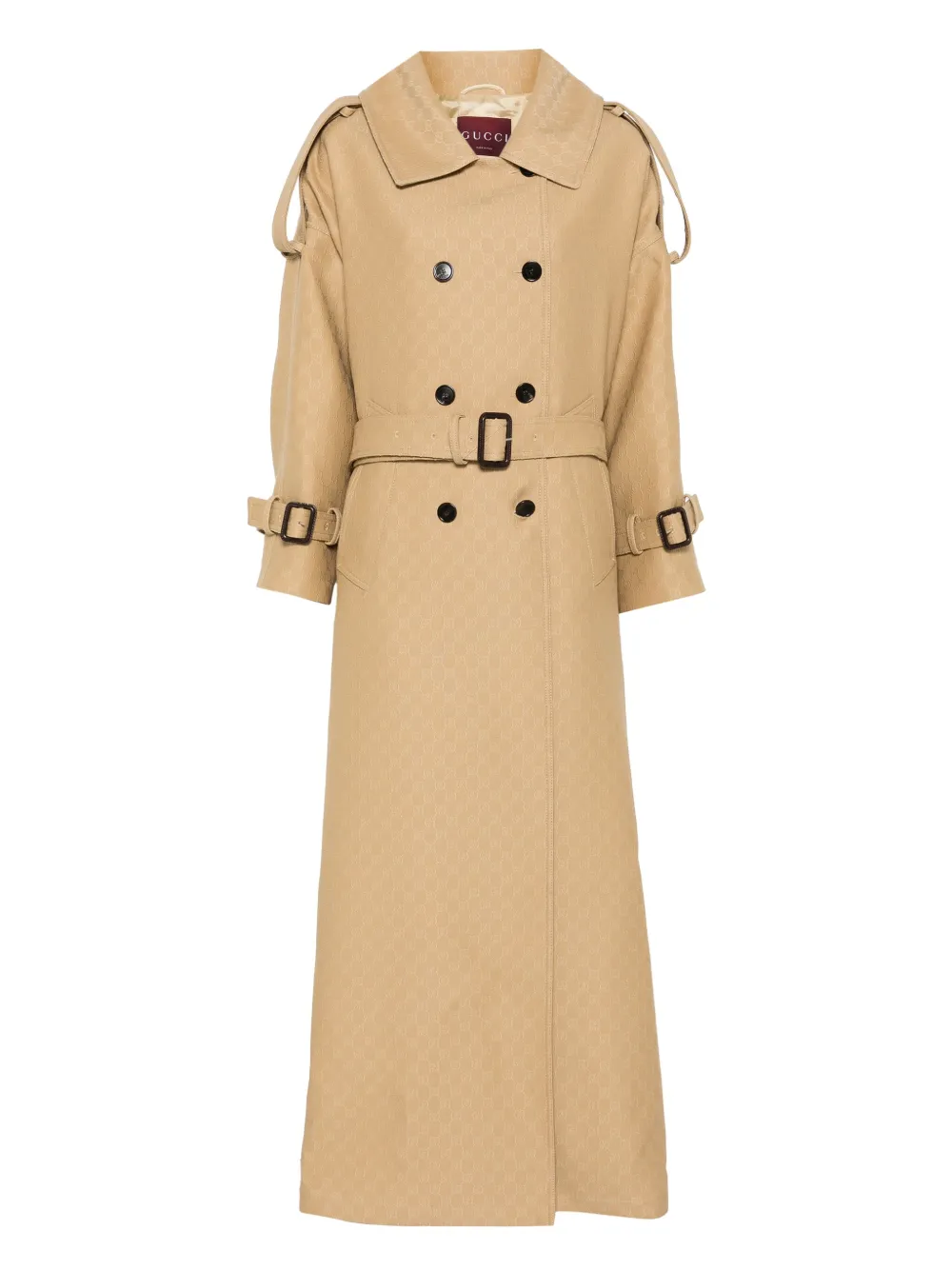 logo-jacquard trench coat