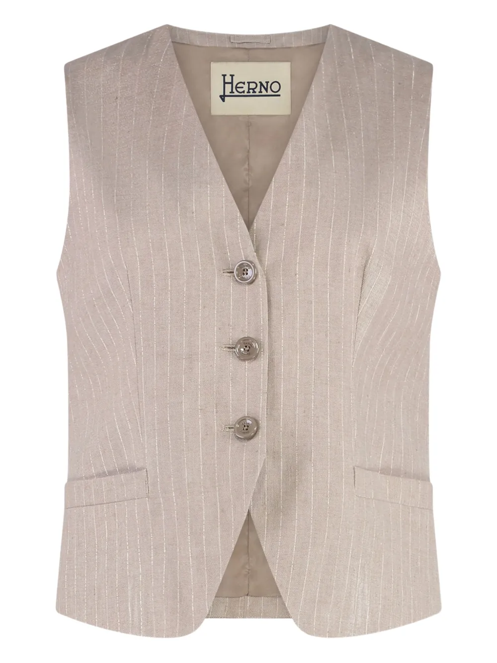 Herno Gilet met krijtstreep Beige