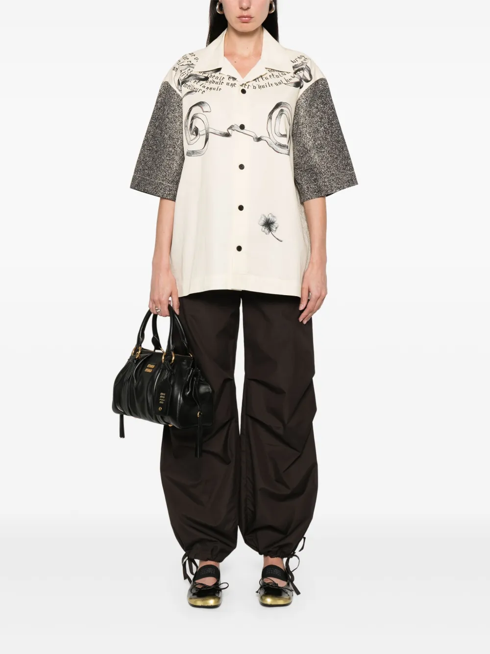 Jean Paul Gaultier Tattoo bowlingshirt Beige
