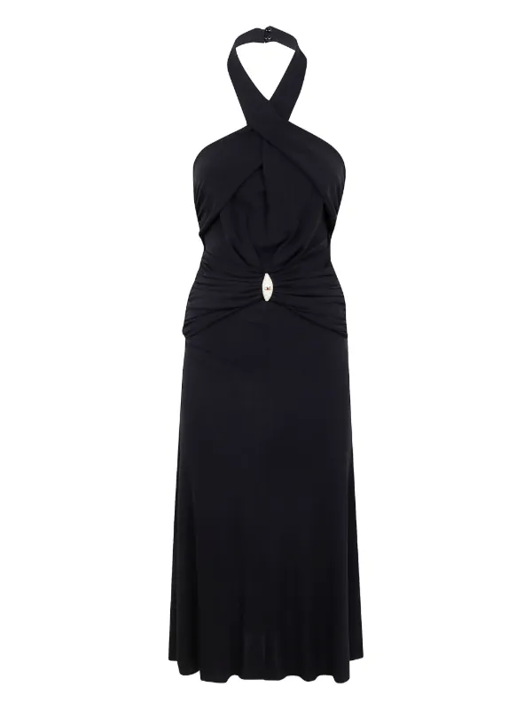 Elisabetta Franchi Halterneck Ruched Dress | Black
