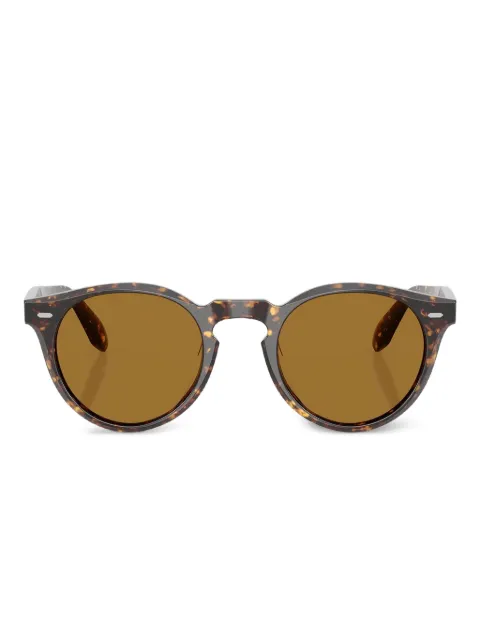 Oliver Peoples نظارة شمس بإطار مستدير وتأثير صدف السلحفاة