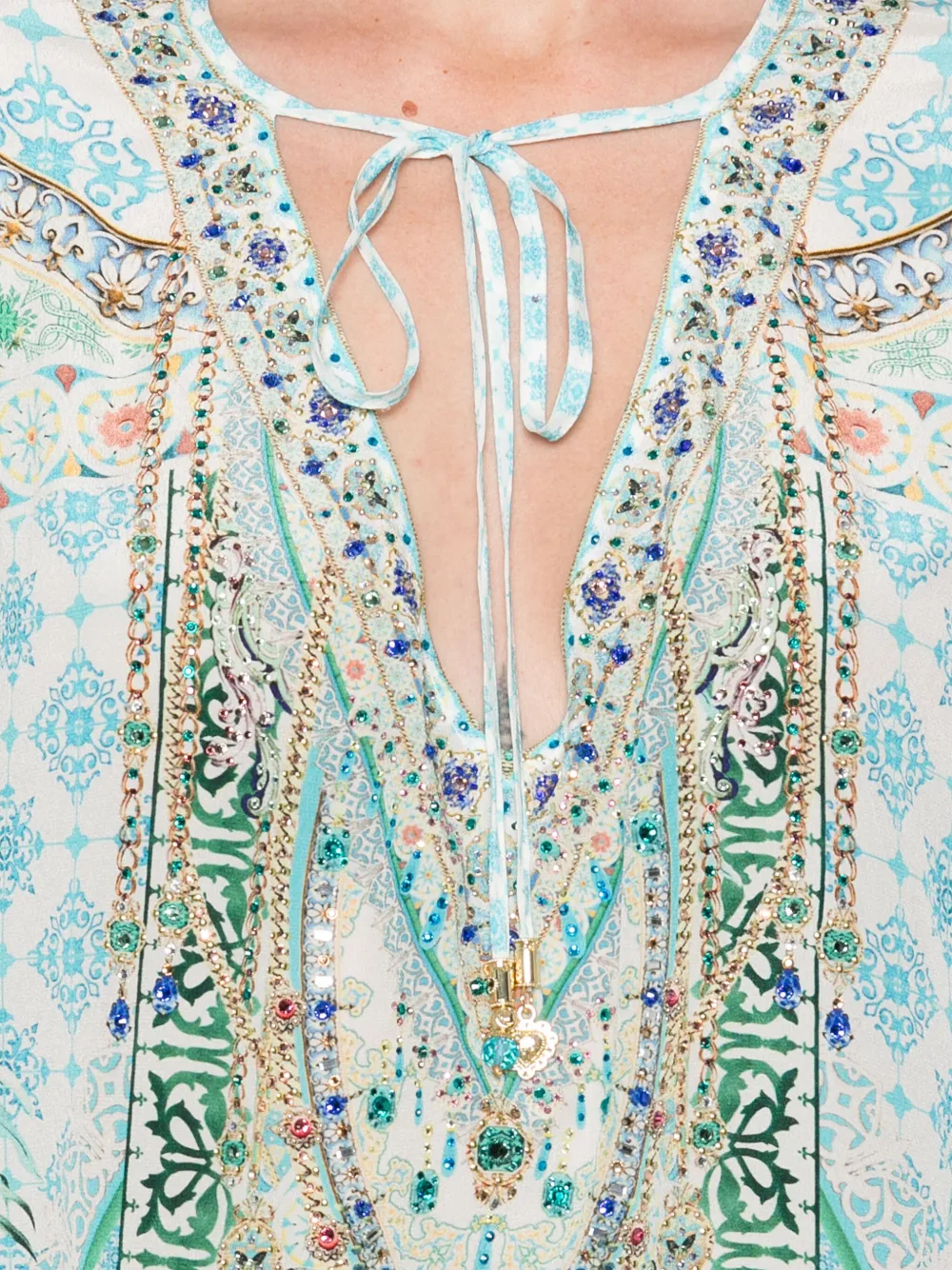 Camilla Maxi-jurk met V-hals Wit
