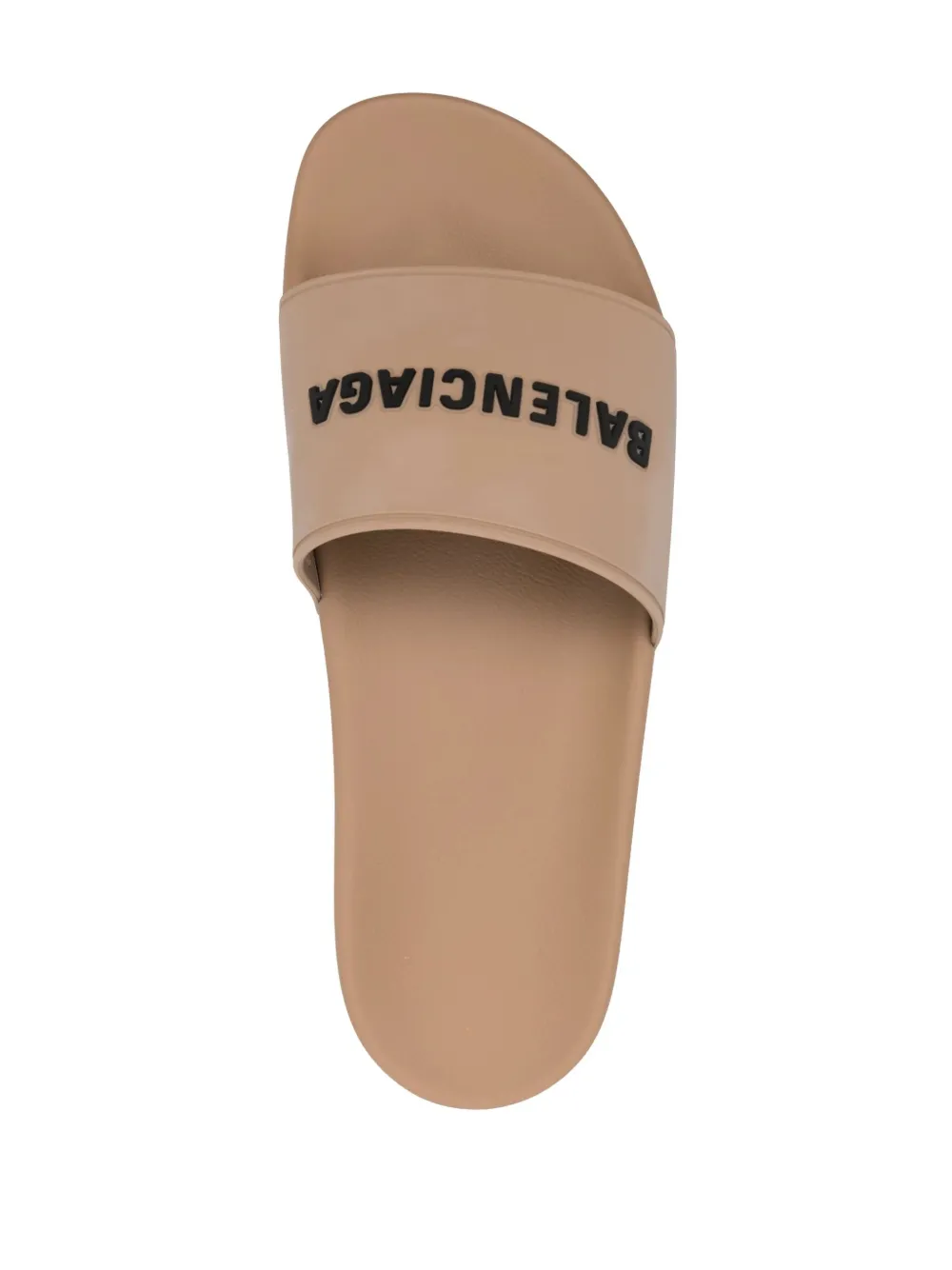 Balenciaga logo-embossed slides Beige