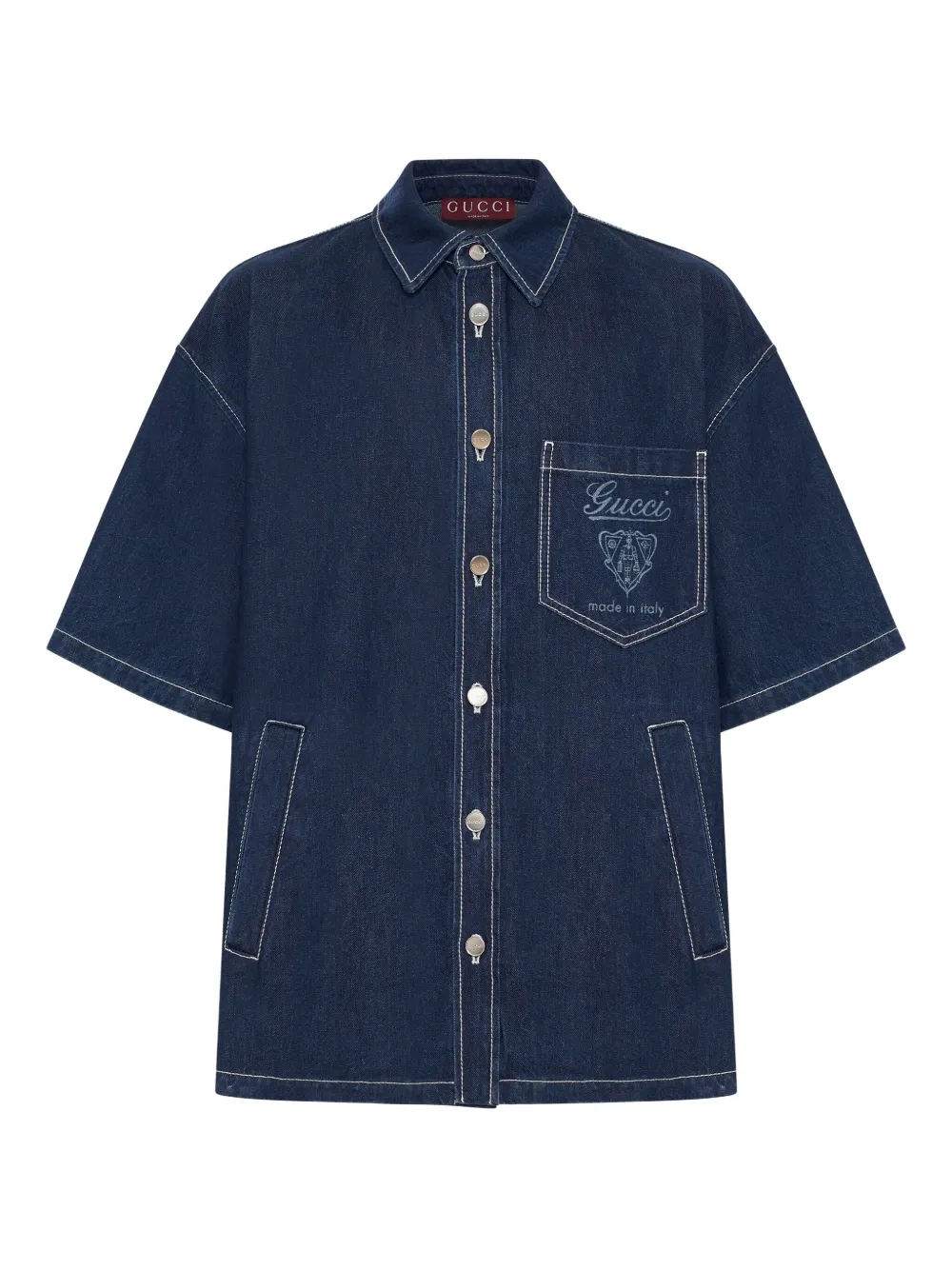 Gucci Lasered Denim Shirt In Blue