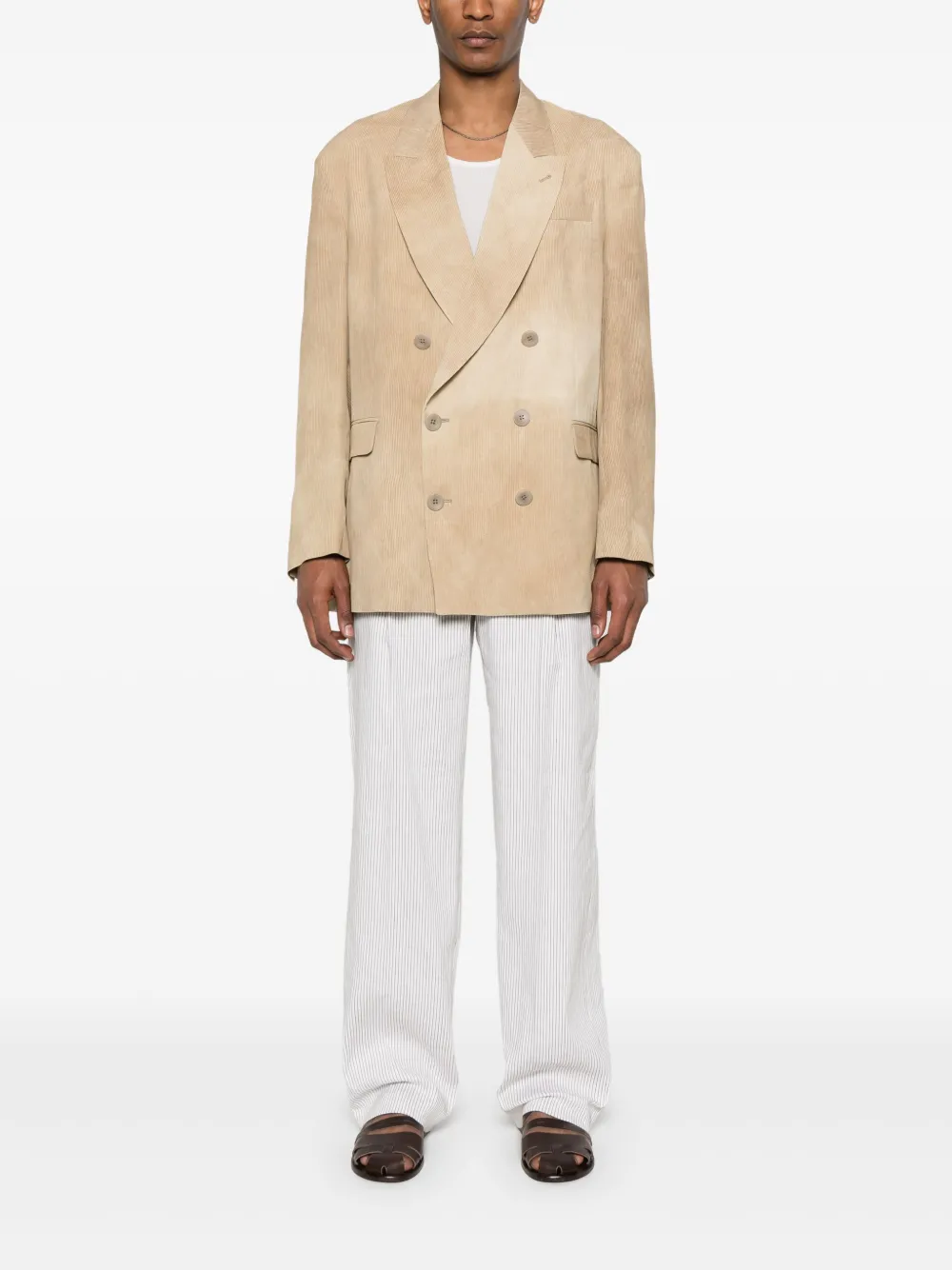 Emporio Armani Geribbelde blazer Bruin