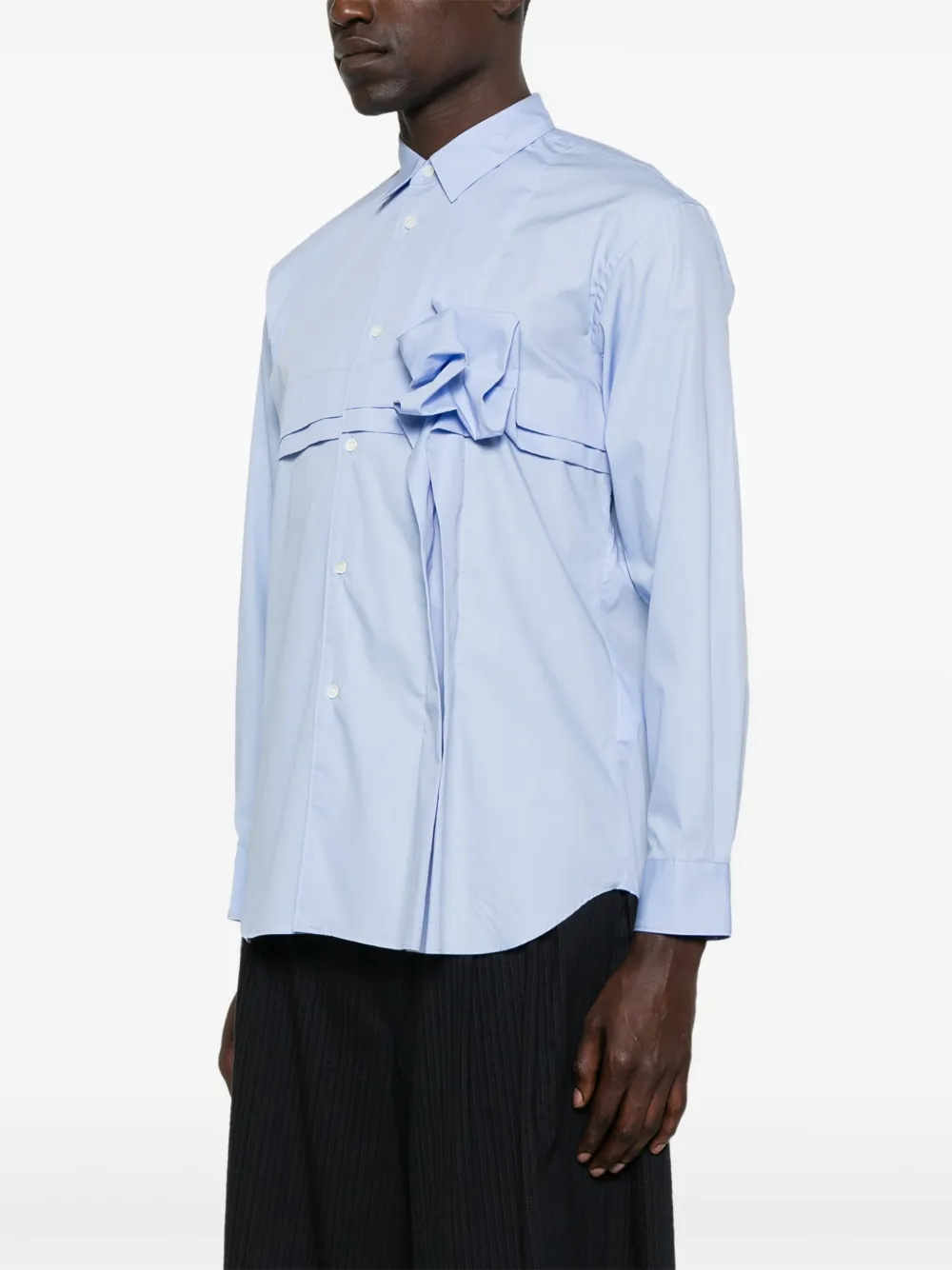 Comme Des Garçons Shirt Overhemd met bloemendetail Blauw