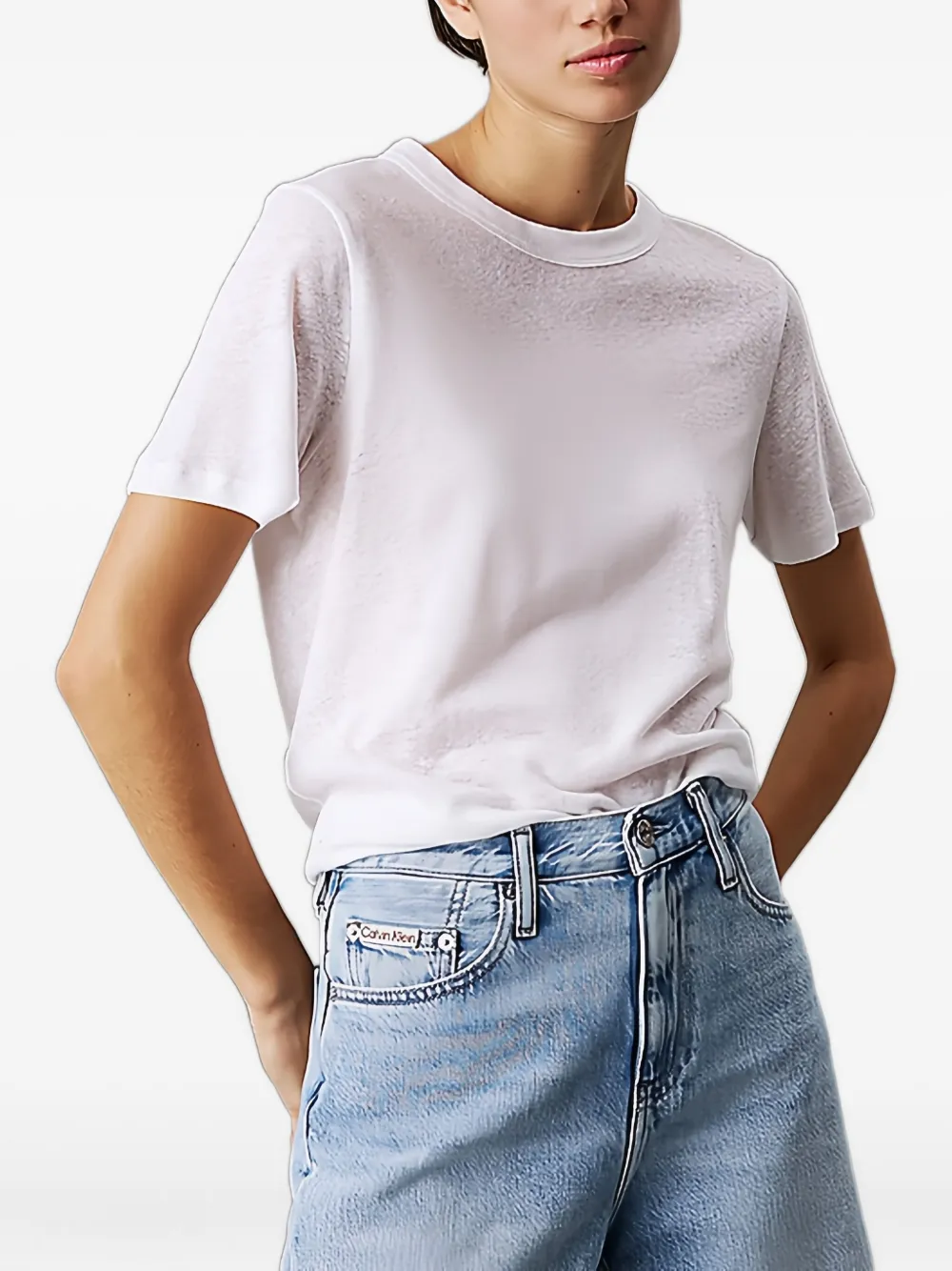 Calvin Klein playera con efecto melange | blanco | Image 1