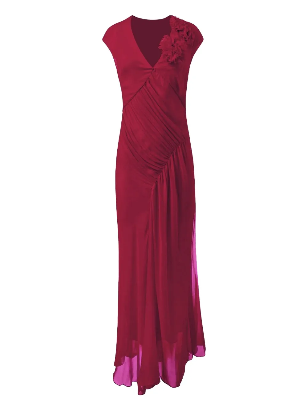 Alejandra Alonso Rojas Flower-embellished Pleated Midi Dress In Pink