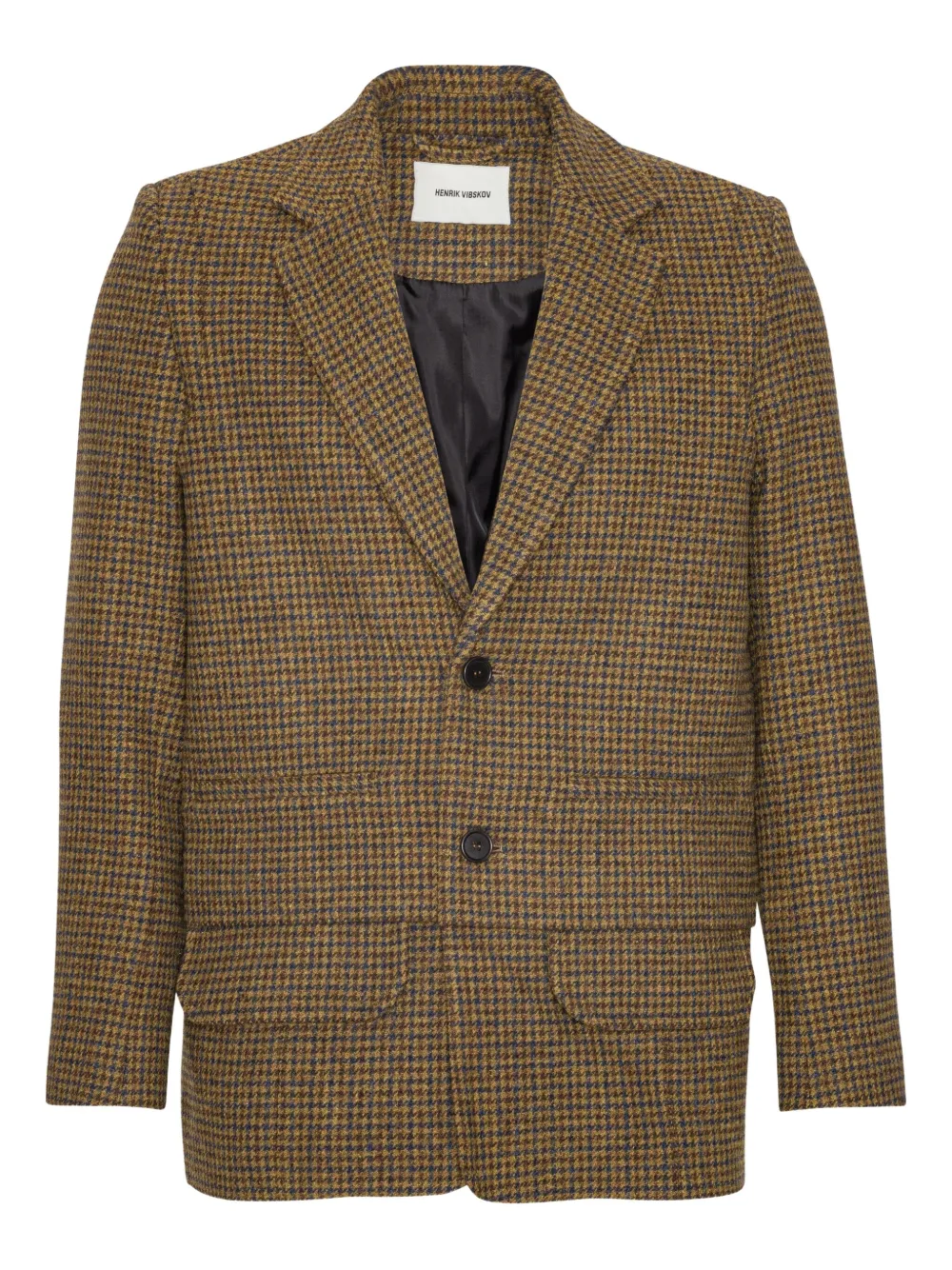 Henrik Vibskov Blazer met pied-de-poule print en twee knopen Beige